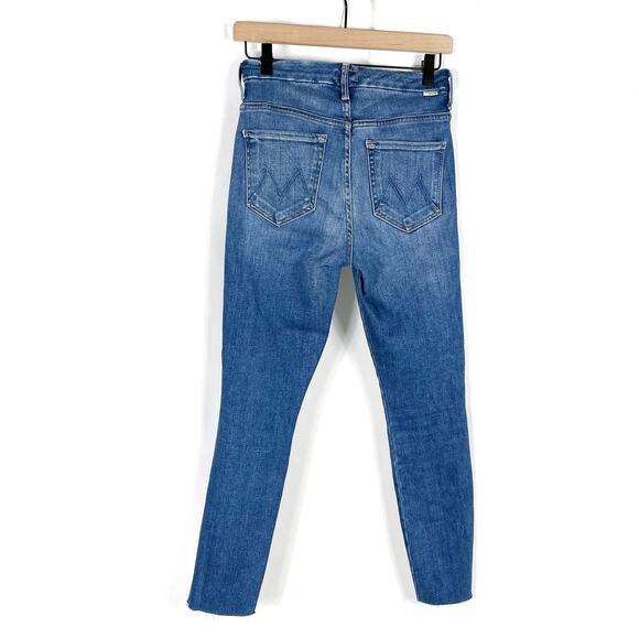 Mother High Waisted‎ Double Looker Hover Jeans First Mate Blue Raw Hem Sz 26 - Picture 8 of 12
